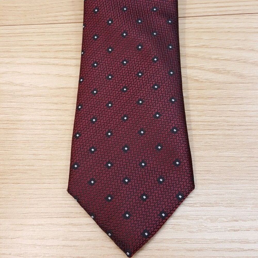 ALFANI Mens Neck Tie Burgundy Medallion Modern Classic Necktie